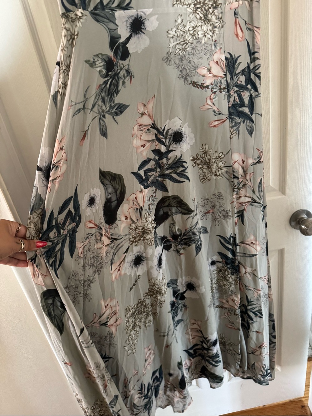 Baltic Born Naomi Floral Chiffon Maxi Dress XL Wedding Guest Pale Blue Floral - Picture 4 of 12